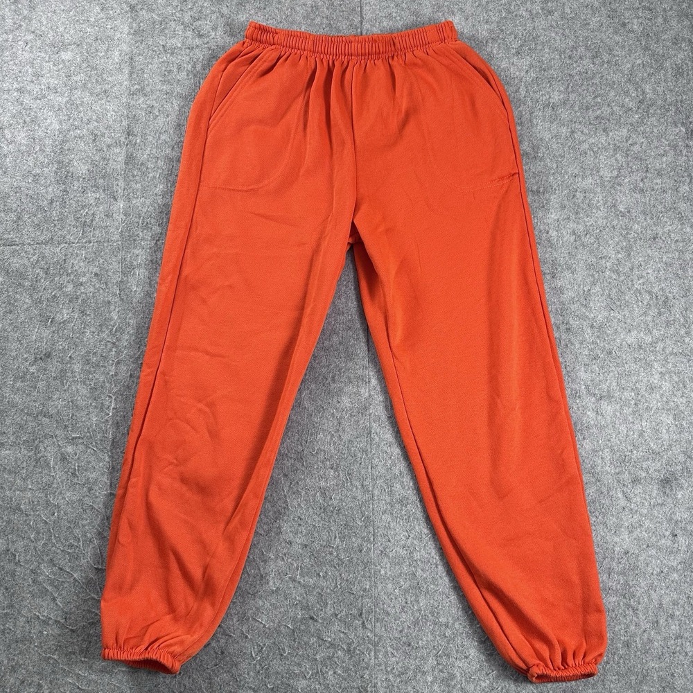 Vintage Hill USA Orange Sweatpants Large Fleece Joggers Elastic Waist